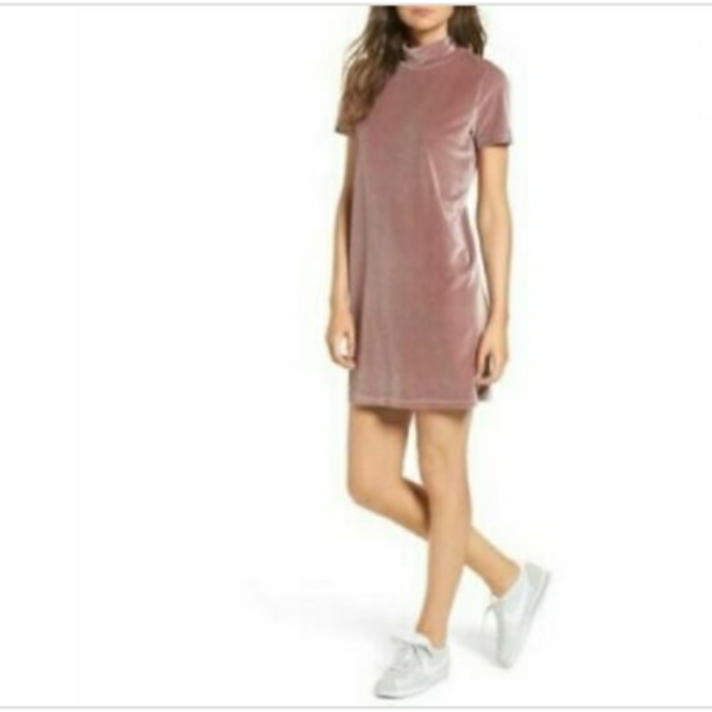 Madewell velvet mock dress rose gold size XS